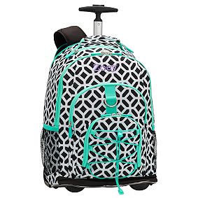 Gear-Up Peyton Rolling Backpack, Black w/ Pool Trim