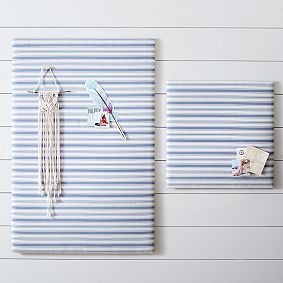 No Nails Dorm Pinboard, Blue Ticking Stripe