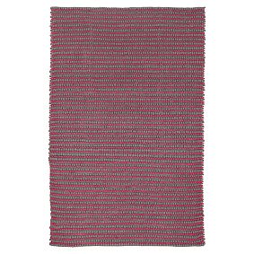 Tonal Textured Wool Rug, Gray/Fuchsia