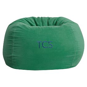 Large Green Washed Twill Bean Bag Chair
