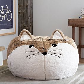 Large Fox Faux-Fur Critter Bean Bag Chair