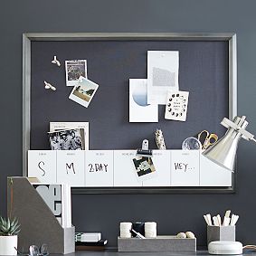 Open Box:  Pinboard with Dry Erase Calendar Cubby
