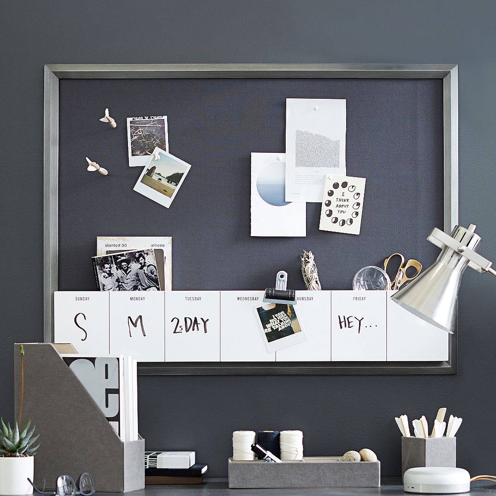Pinboard Box Pinboard with Dry Erase Calendar Cubby | Wall Organizers | Pottery Barn ...