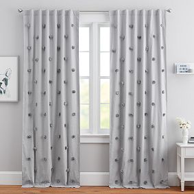 Open Box:  Pom-Pom Appliqué  Blackout Curtain