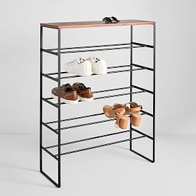 Wood Top 5-Tier Shoe Rack