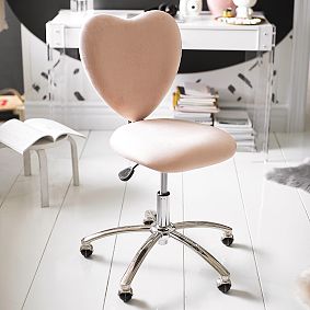 Dusty Blush Lustre Velvet Heart Airgo Swivel Desk Chair