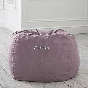 Large Enzyme Washed Canvas Plum Bean Bag Chair Slipcover