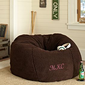 Large Chocolate Sherpa Faux Fur Beanbag