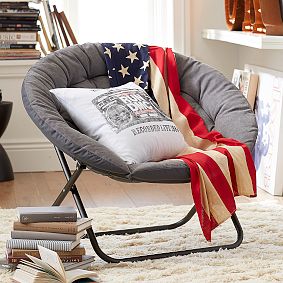 Enzyme-Washed Canvas Light Grey Hang-A-Round Chair
