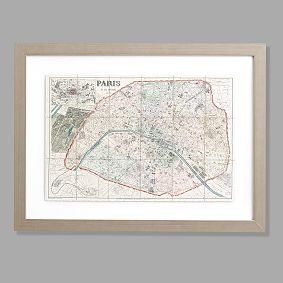 Paris Map Framed Art, 24"x18"