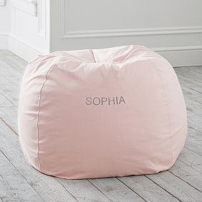 Large Enzyme Washed Canvas Blush Bean Bag Chair Slipcover