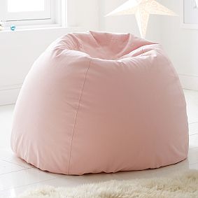 Large Enzyme Washed Canvas Blush Bean Bag Chair Slipcover