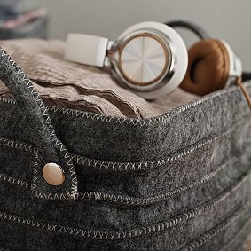 Felt Bins, Set Of 3, Charcoal