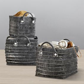Felt Bins, Set Of 3, Charcoal