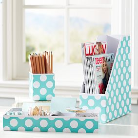 Printed Paper Desk Accessories Set, Pool Dottie