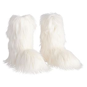 Fur-Riffic Faux-Fur Booties, Ivory