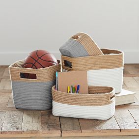 Tonal Rope Baskets, Gray