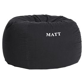 Large Black Washed Twill Beanbag