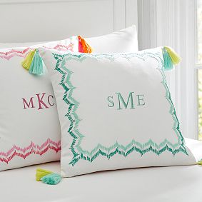 Embroidered Border Monogram Pillow Covers