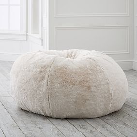 Open Box:  Ivory Polar Bear Faux-Fur Bean Bag Chair