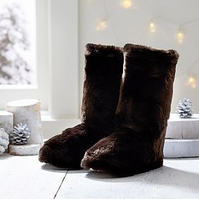 Brown Faux-Fur Booties