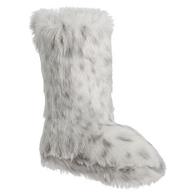 Gray Leopard Faux-Fur Tall Booties