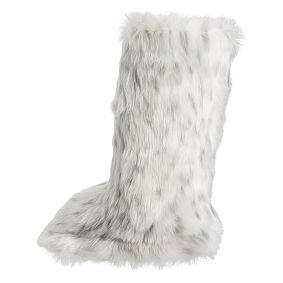 Gray Leopard Faux-Fur Tall Booties