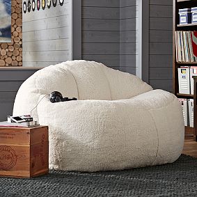 Ivory Sherpa Faux-Fur Cloud Couch (55")
