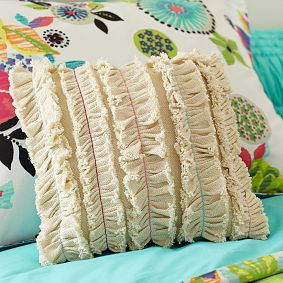 Grain Sack Ruffles Pillow Cover