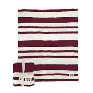 College Cable -Knit Stripe Throw - Mississippi State University