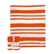 College Cable -Knit Stripe Throw - Clemson University