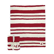 College Cable -Knit Stripe Throw - Washington State University