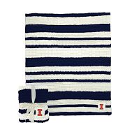 College Cable -Knit Stripe Throw - University of Illinois