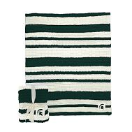 College Cable -Knit Stripe Throw - Michigan State University