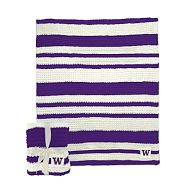 College Cable -Knit Stripe Throw - University of Washington