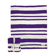 College Cable -Knit Stripe Throw - James Madison University