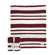 College Cable -Knit Stripe Throw - Virginia Tech