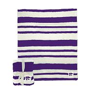College Cable -Knit Stripe Throw - Kansas State University