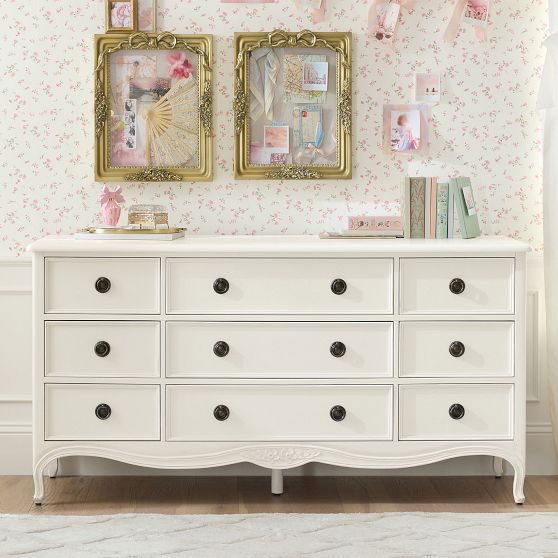 LoveShackFancy 9 Drawer Dresser, Soft White