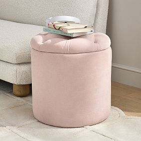 Tufted Round Storage Ottoman