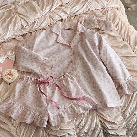 LoveShackFancy Floral Trellis Sateen Pajama Set