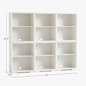 Callum Triple Tall Bookcase with Shelves (75")