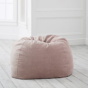 Large west elm x pbt Distressed Velvet Light Pink Bean Bag Chair Slipcover