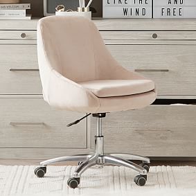 Open Box:  Lustre Velvet Dusty Blush Mathis Swivel Desk Chair
