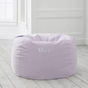 Large Chenille Washed Lilac Bean Bag Chair