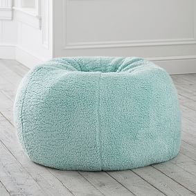Large Cozy Sherpa Turqoise Beanbag Chair