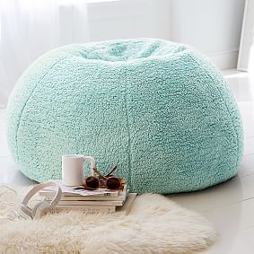 Large Cozy Sherpa Turqoise Beanbag Chair