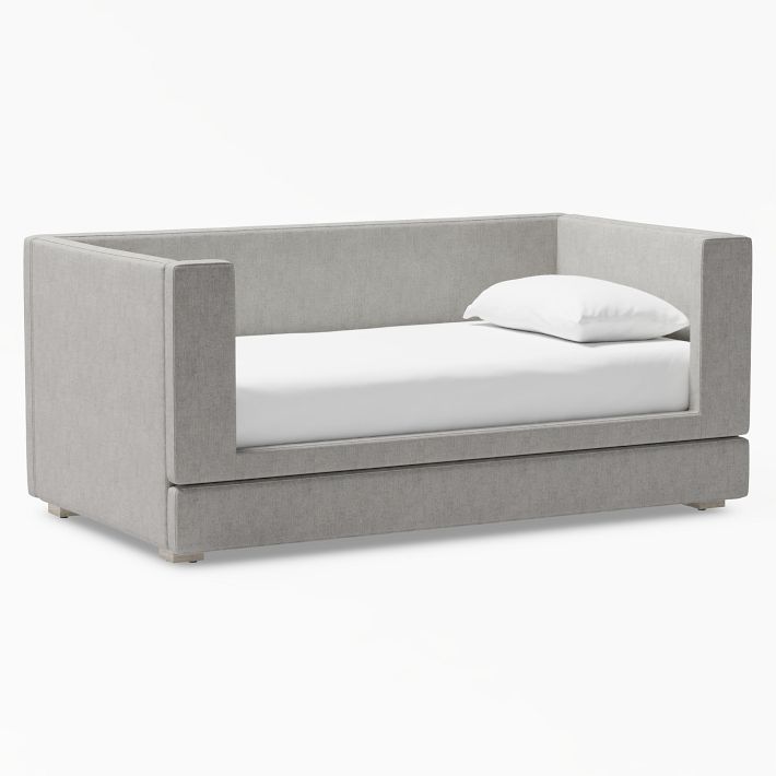 Shelter Upholstered Daybed, Twin, Brushed Chenille Fog