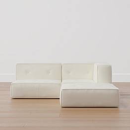 Cushy Piped Trim Sectional Set (64")