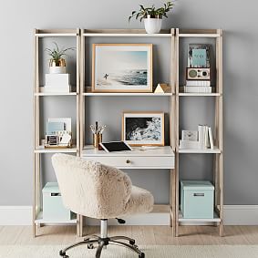 Highland Wall Desk &amp; Narrow Bookshelf Set (64")
